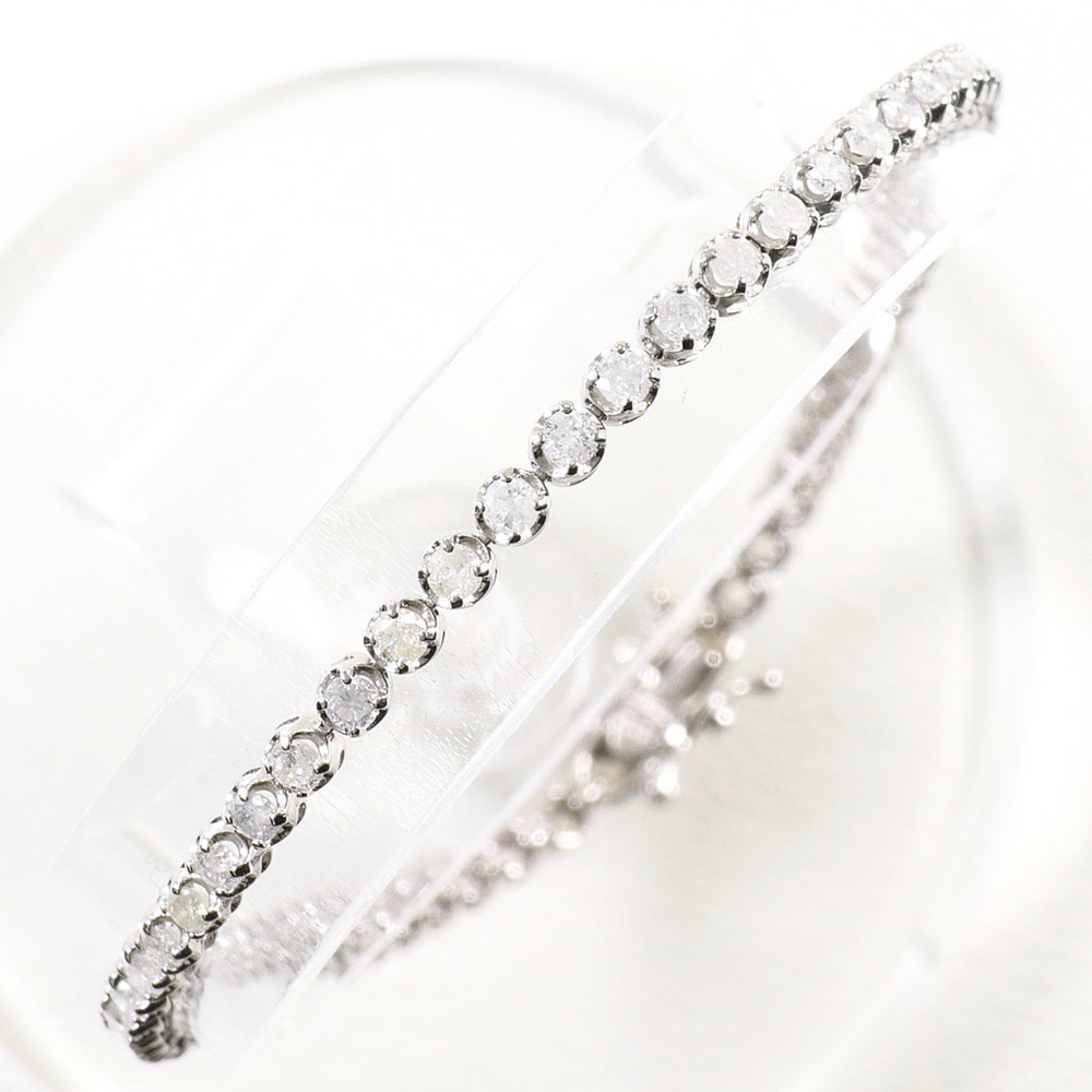 K14 14K WG White Gold Bracelet with 2.00ct Diamonds, Total Weight 4.0g, 18.5c...